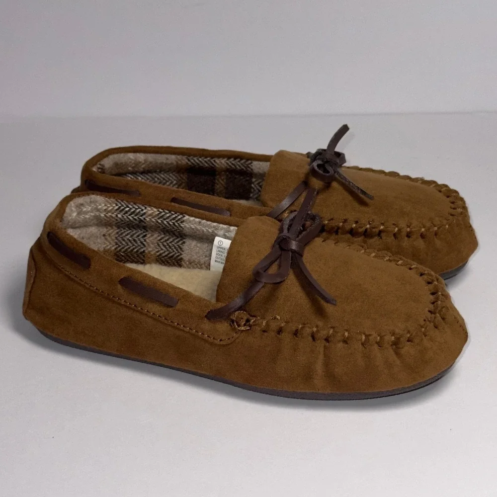 Cat & Jack Boys Dark‎ Chestnut Lionel Moccasin Slippers Size 1